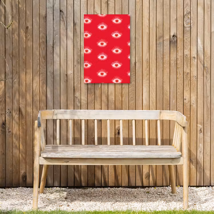 Ogen - Hart - Abstract - Rood - Roze Tuinposter op houten frame 2 cm dik klein 841 -sfeer4