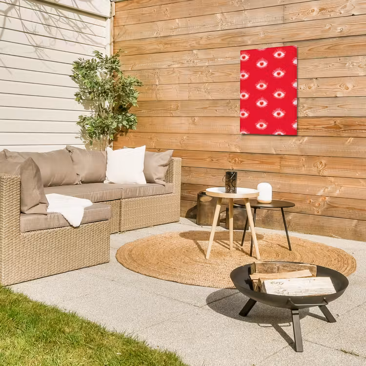 Ogen - Hart - Abstract - Rood - Roze Tuinposter op houten frame 2 cm dik klein 841 -sfeer2