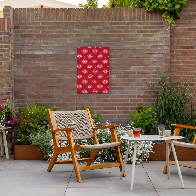 Ogen - Patroon - Roze - Donkerrood Tuinposter op houten frame 2 cm dik klein 841 -sfeer3