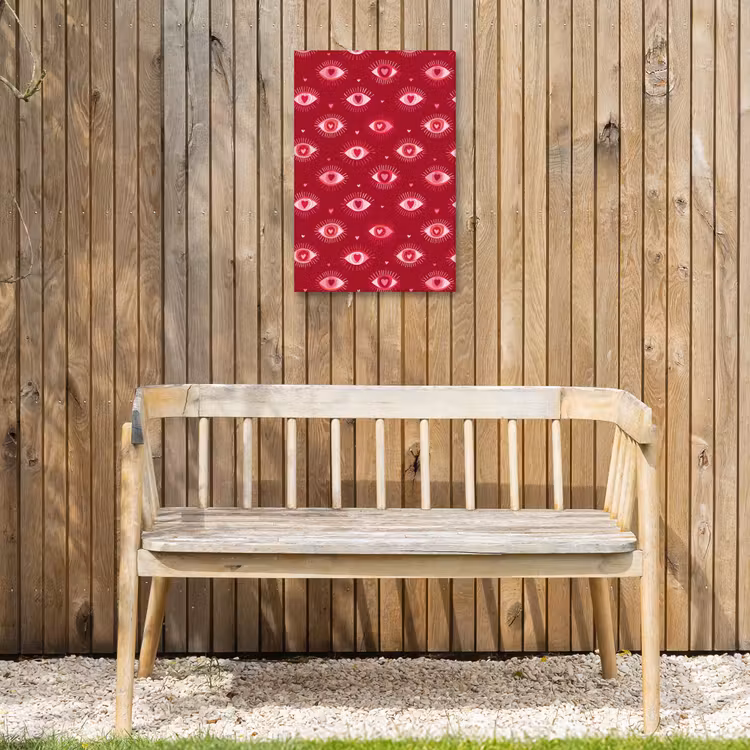 Ogen - Patroon - Roze - Donkerrood Tuinposter op houten frame 2 cm dik klein 841 -sfeer4