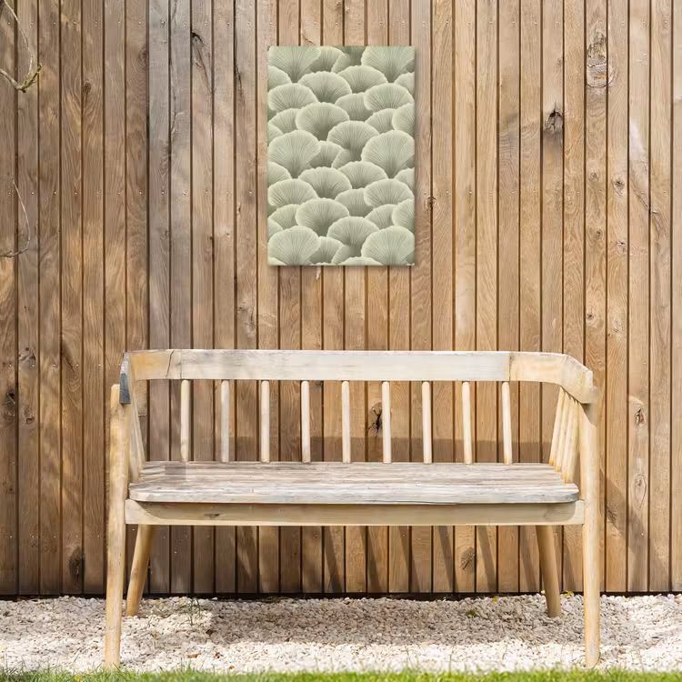 Waaier - Blad - Groen Tuinposter op houten frame 2 cm dik klein 841 -sfeer4