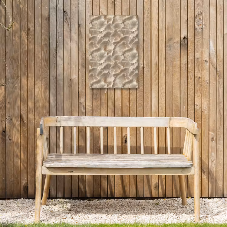 Waaierstructuren - Beige - Vezeltextuur Tuinposter op houten frame 2 cm dik klein 841 -sfeer4