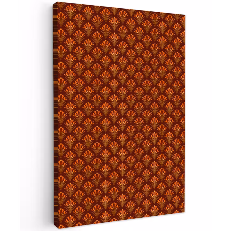 Waaiers - Art Deco - Botanisch - Roestbruin - Oranje Tuinposter op houten frame 2 cm dik klein 841 -3d