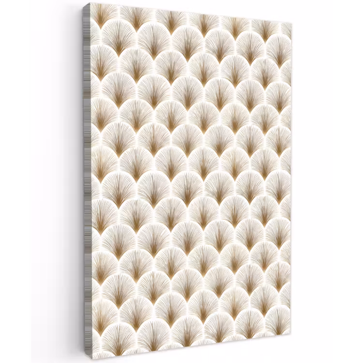 Waaiers - Art Deco - Elegant - Goud - Wit Tuinposter op houten frame 2 cm dik klein 841 -3d