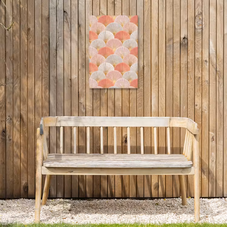 Waaiers - Goud - Roze Tuinposter op houten frame 2 cm dik klein 841 -sfeer4