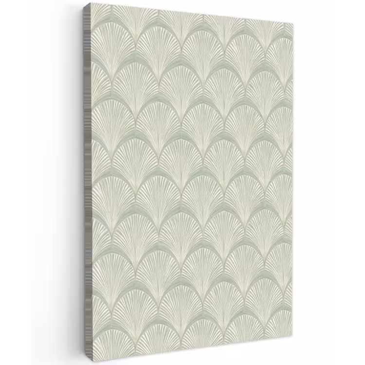 Waaiers - Patroon - Groen Tuinposter op houten frame 2 cm dik klein 841 -3d