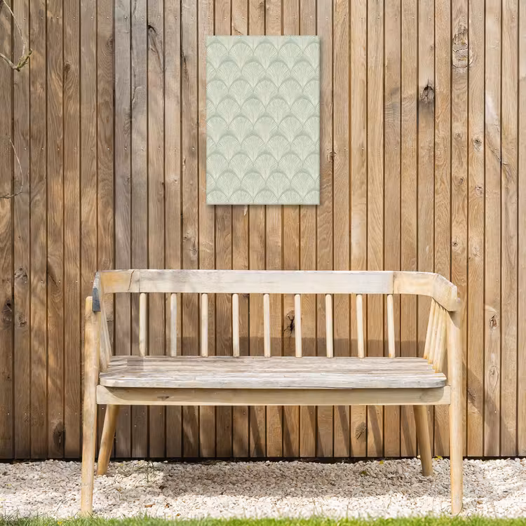 Waaiers - Patroon - Groen Tuinposter op houten frame 2 cm dik klein 841 -sfeer4