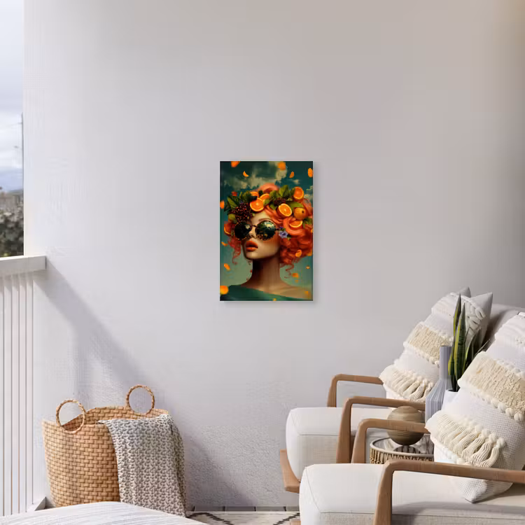 Vrouw - Sinaasappel - Bessen - Oranje Tuinposter op houten frame 2 cm dik klein -sfeer1