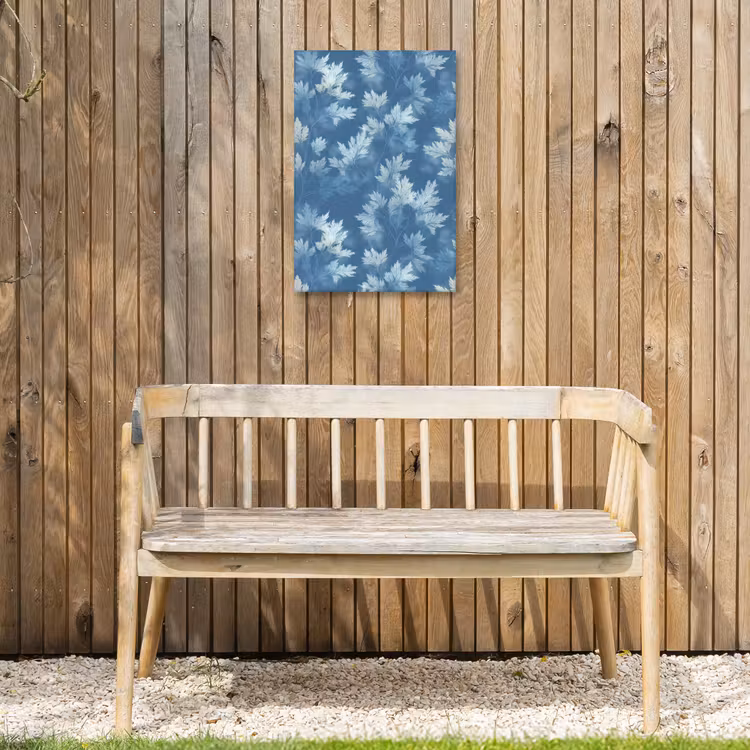 Varen - Botanisch - Patroon - Grijsblauw Tuinposter op houten frame 2 cm dik klein 841 -sfeer4
