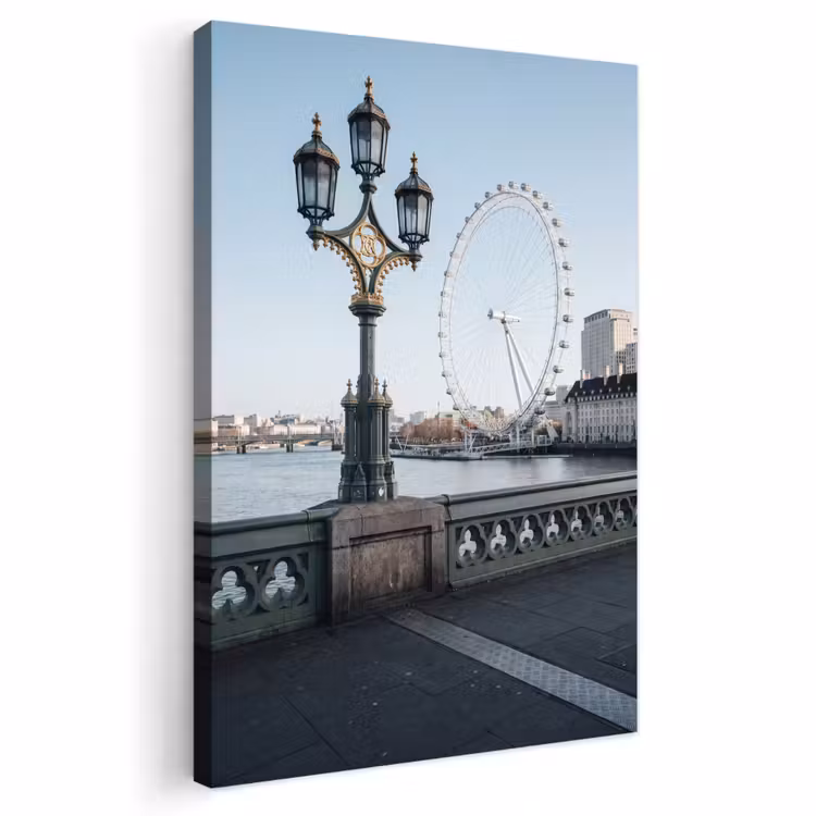 Reuzenrad - Londen - Stad - Architectuur - Brug Tuinposter op houten frame 2 cm dik klein -3d