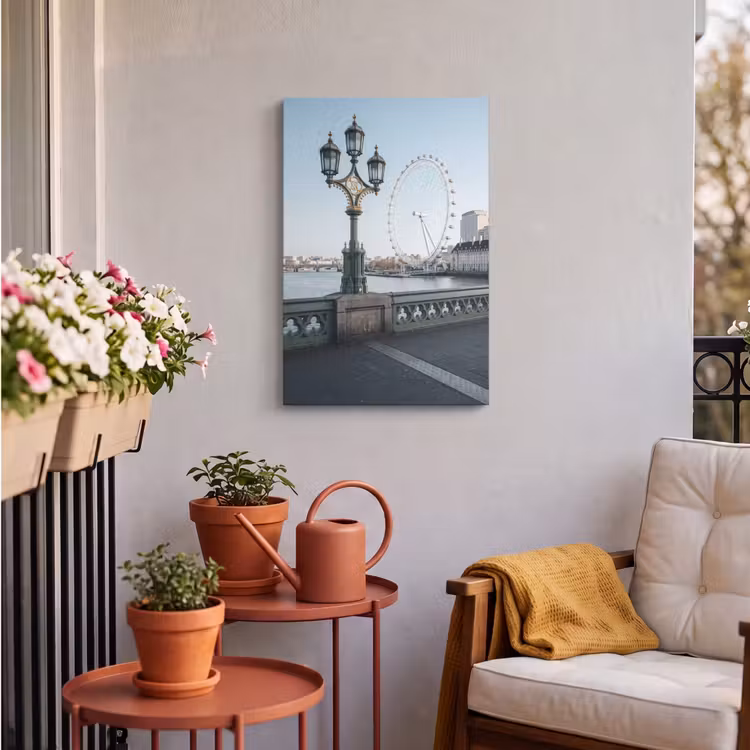 Reuzenrad - Londen - Stad - Architectuur - Brug Tuinposter op houten frame 2 cm dik klein -sfeer1