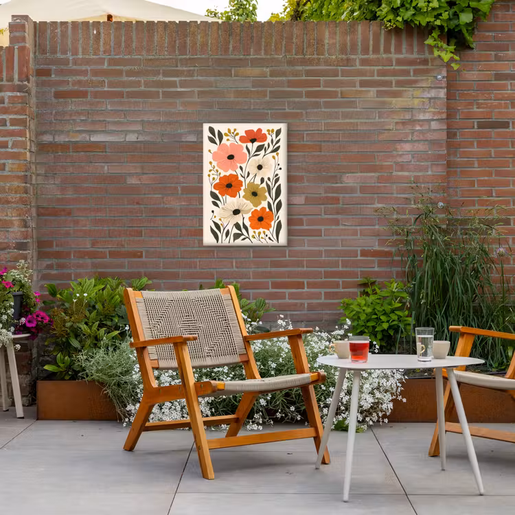 Veldbloemen - Stengels - Blaadjes - Groen Tuinposter op houten frame 2 cm dik klein -sfeer3