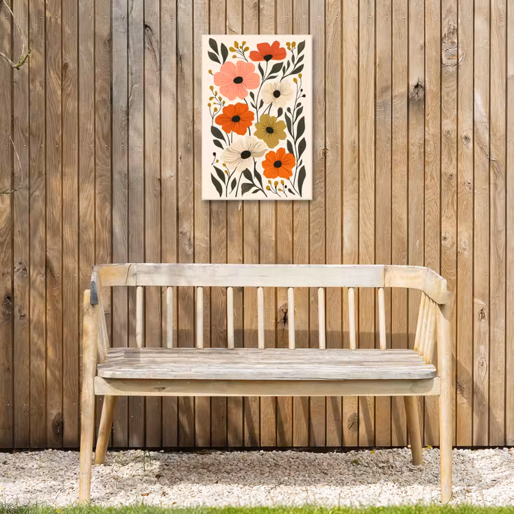 Veldbloemen - Stengels - Blaadjes - Groen Tuinposter op houten frame 2 cm dik klein -sfeer4