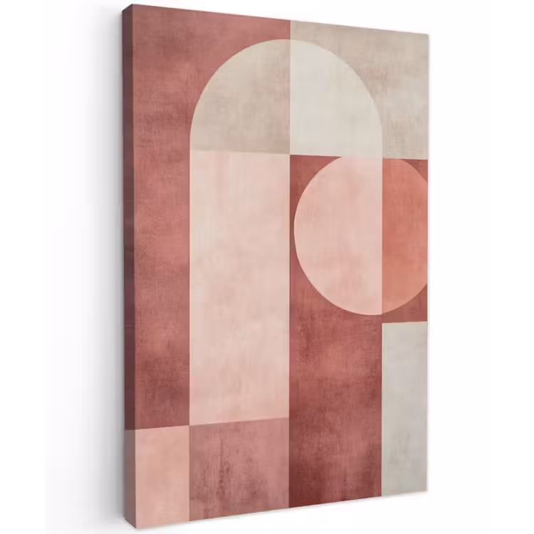 Figuren - Abstract - Roze Tuinposter op houten frame 2 cm dik klein -3d