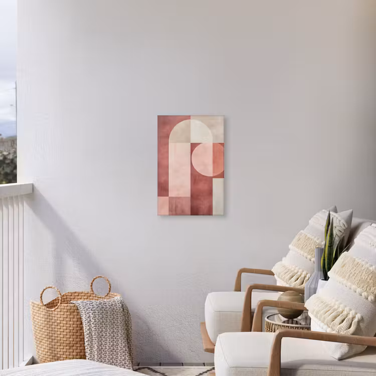 Figuren - Abstract - Roze Tuinposter op houten frame 2 cm dik klein -sfeer1