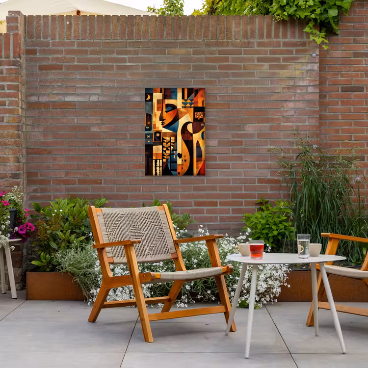 Figuren - Abstract - Symbolen Tuinposter op houten frame 2 cm dik klein -sfeer3