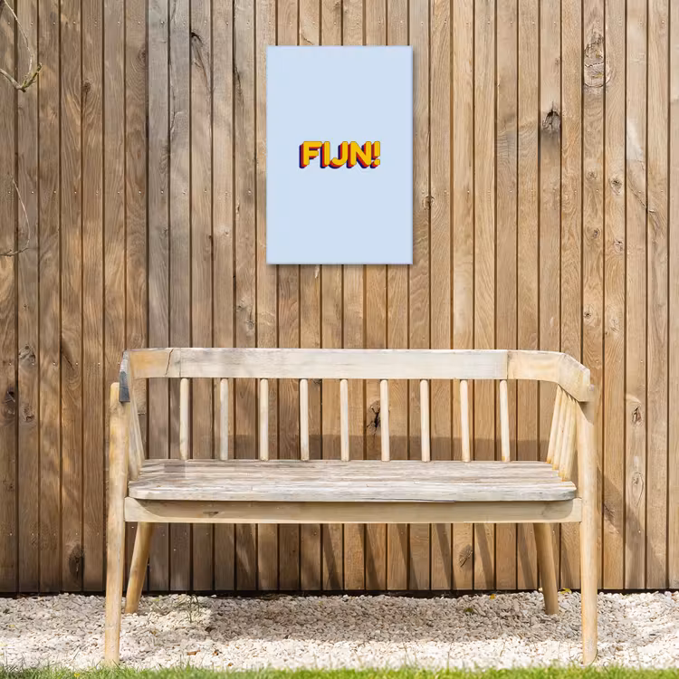 Fijn - Geel - Oranje Tuinposter op houten frame 2 cm dik klein -sfeer4