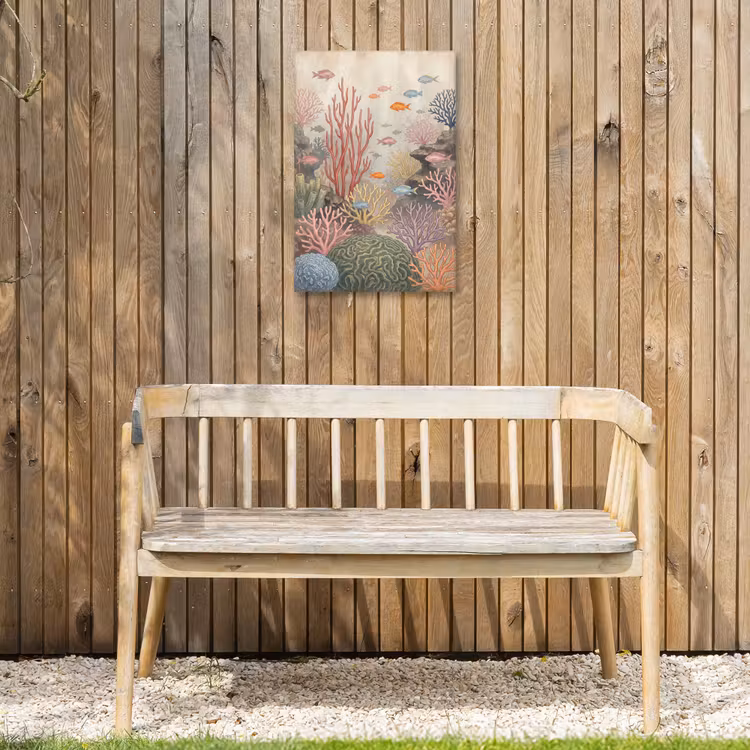 Vis - Koraalrif - Onderwaterwereld - Illustratie Tuinposter op houten frame 2 cm dik klein -sfeer4