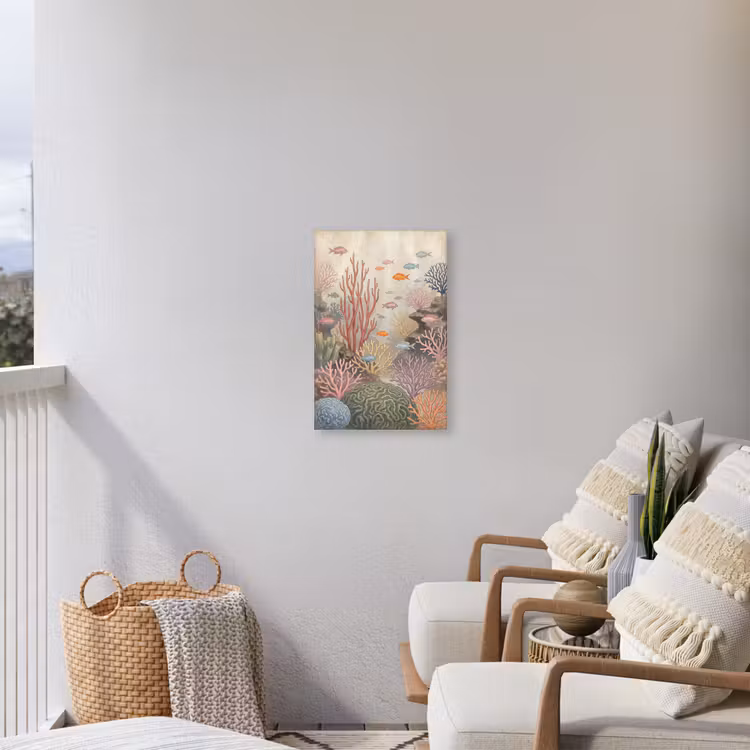 Vis - Koraalrif - Onderwaterwereld - Illustratie Tuinposter op houten frame 2 cm dik klein -sfeer1