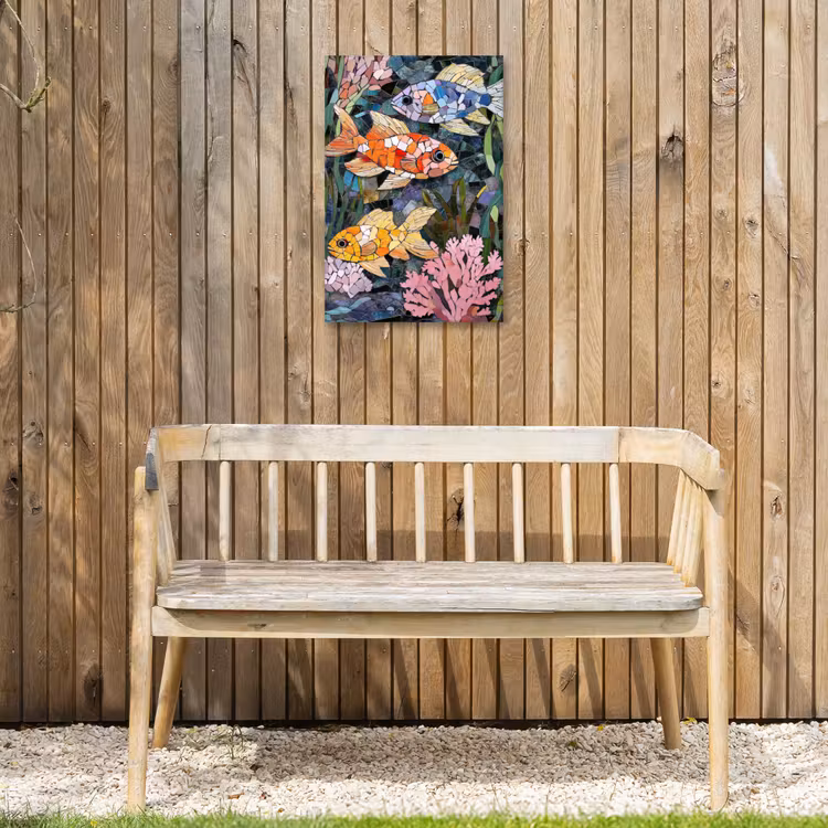 Vissen - Koraal - Zee - Mozaïek Tuinposter op houten frame 2 cm dik klein -sfeer4