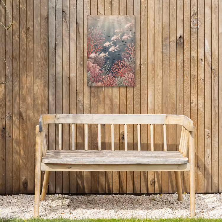 Vis - Koraal - Onderwater - Illustratie - Vintage Tuinposter op houten frame 2 cm dik klein -sfeer4