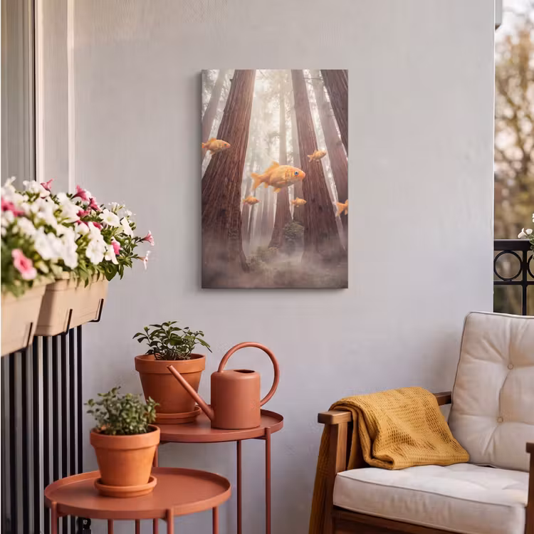 Outdoor Canvas Print - Fish - Forest - Fantasy - Vis - Bos - Fantasie Tuinposter op houten frame 2 cm dik klein