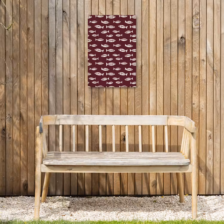 Vissen - Grafisch - Patroon - Donker Tuinposter op houten frame 2 cm dik klein 841 -sfeer4