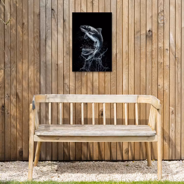 Vis - Koi - Zwart - Water Tuinposter op houten frame 2 cm dik klein -sfeer4