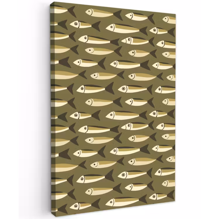 Vis - Patroon - Groen Tuinposter op houten frame 2 cm dik klein 841 -3d