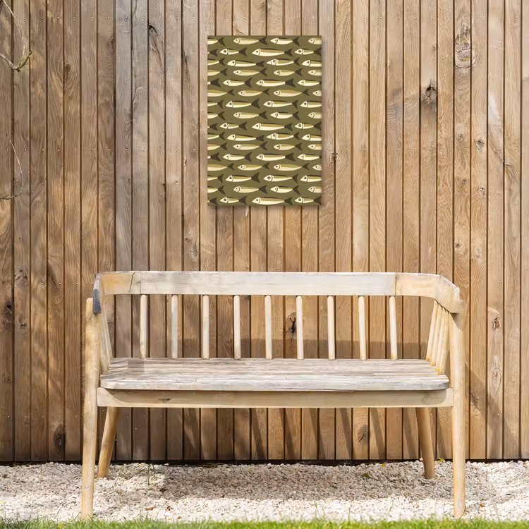 Vis - Patroon - Groen Tuinposter op houten frame 2 cm dik klein 841 -sfeer4
