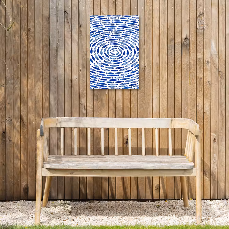 Vis - Patroon - Onderwater - Abstract - Blauw Tuinposter op houten frame 2 cm dik klein -sfeer4