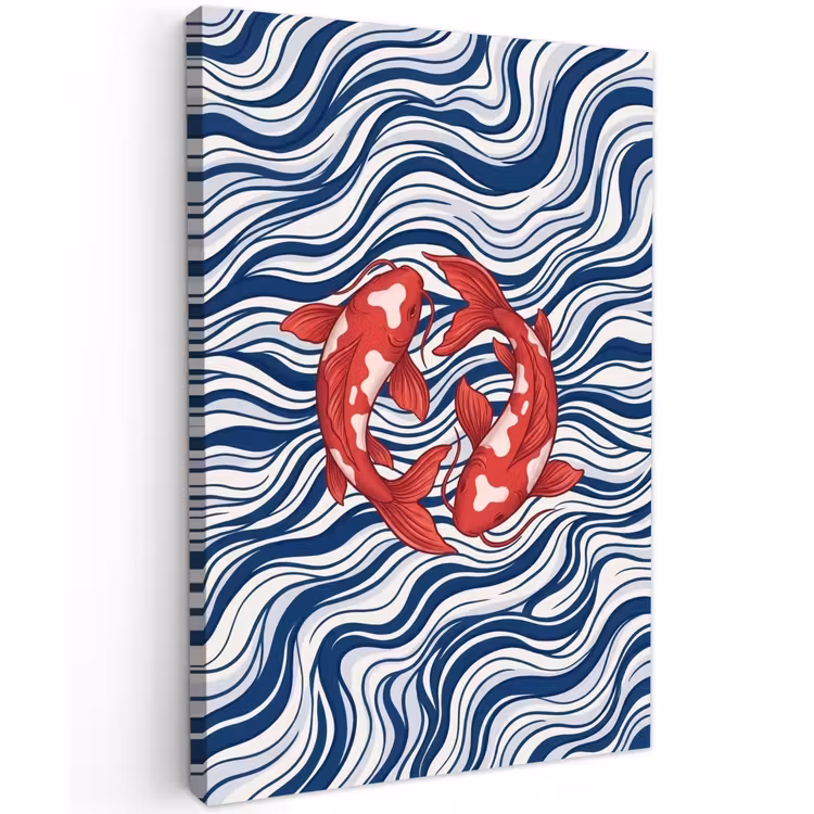 Vis - Water - Natuur - Illustratie - Rood Tuinposter op houten frame 2 cm dik klein -3d