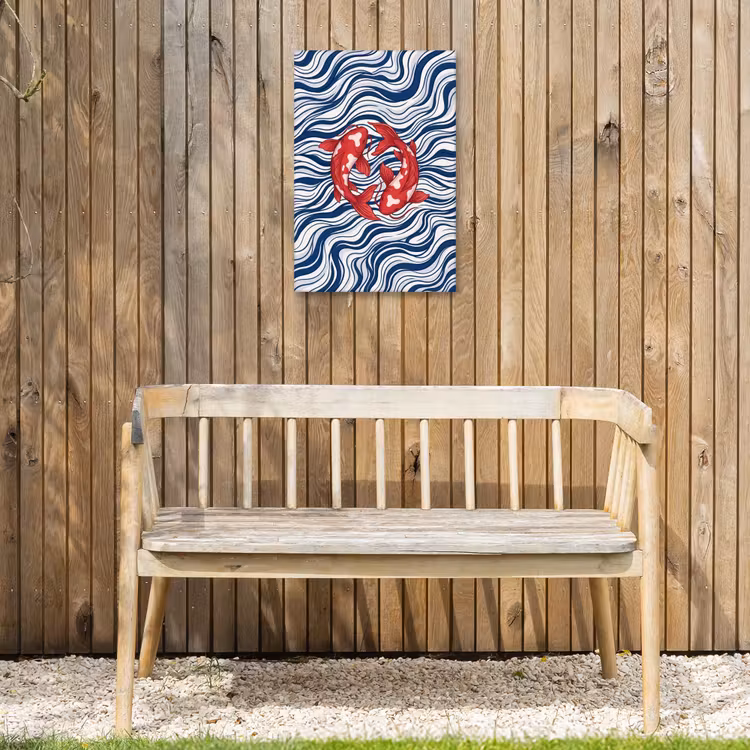 Vis - Water - Natuur - Illustratie - Rood Tuinposter op houten frame 2 cm dik klein -sfeer4