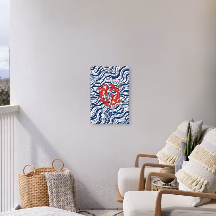 Vis - Water - Natuur - Illustratie - Rood Tuinposter op houten frame 2 cm dik klein -sfeer1