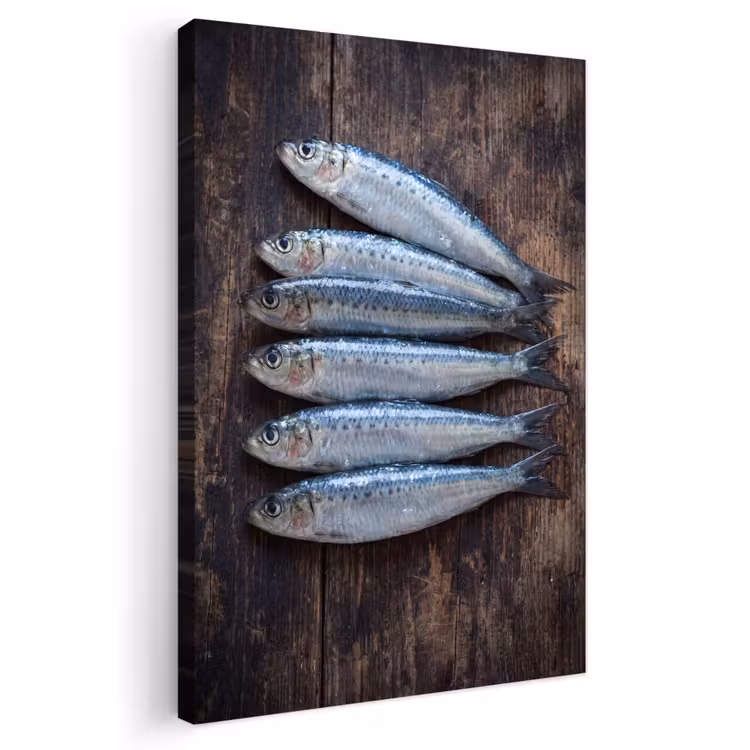 Outdoor Canvas Print - Fish - Wood - Food - Vis - Hout - Eten Tuinposter op houten frame 2 cm dik klein