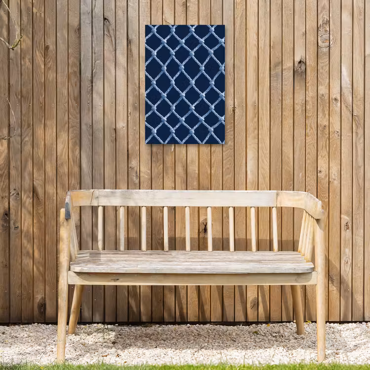 Visnet - Touw - Patroon - Marineblauw Tuinposter op houten frame 2 cm dik klein 841 -sfeer4