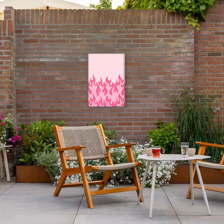 Vlammen - Patroon - Abstract - Modern - Roze Tuinposter op houten frame 2 cm dik klein -sfeer3