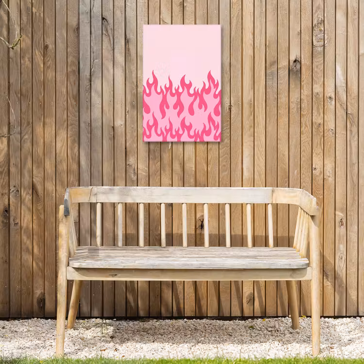 Vlammen - Patroon - Abstract - Modern - Roze Tuinposter op houten frame 2 cm dik klein -sfeer4