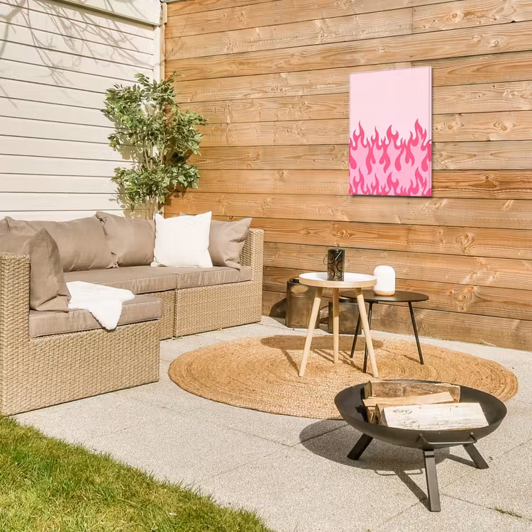 Vlammen - Patroon - Abstract - Modern - Roze Tuinposter op houten frame 2 cm dik klein -sfeer2