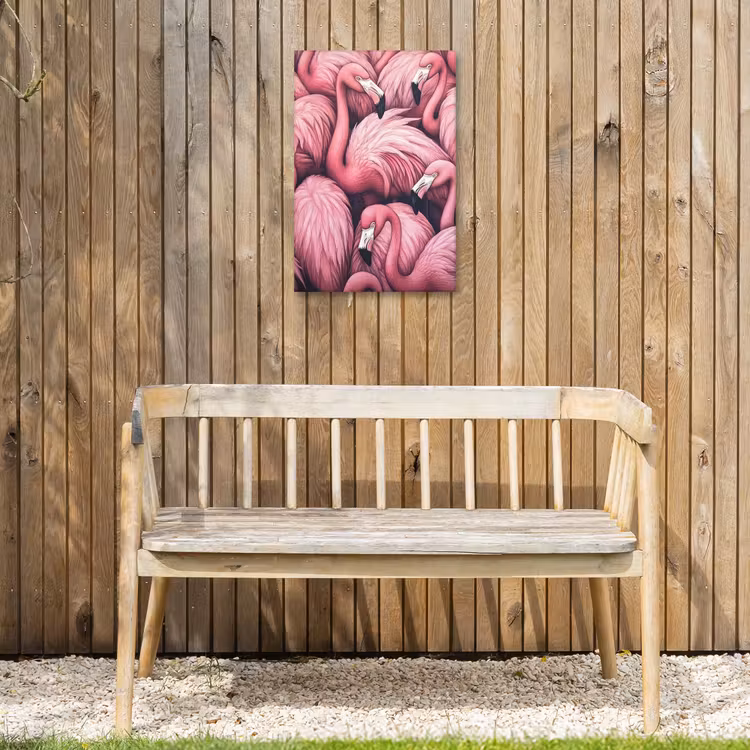 Flamingo - Roze - Dieren Tuinposter op houten frame 2 cm dik klein -sfeer4