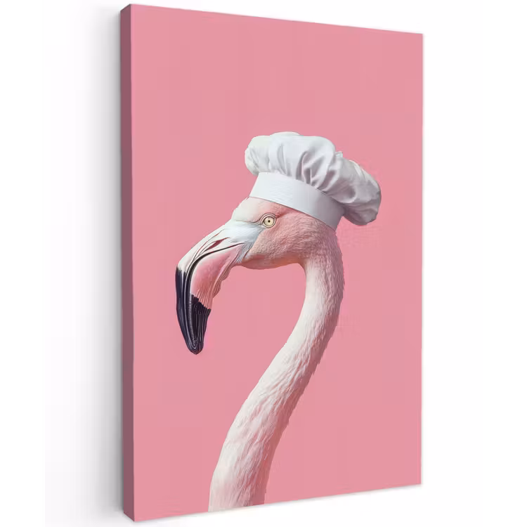 Flamingo - Roze - Koksmuts - Vogel Tuinposter op houten frame 2 cm dik klein -3d