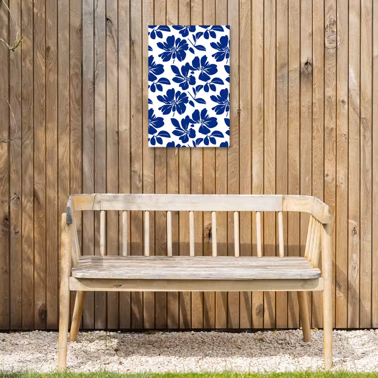 Floraal - Modern - Blauw Tuinposter op houten frame 2 cm dik klein 841 -sfeer4