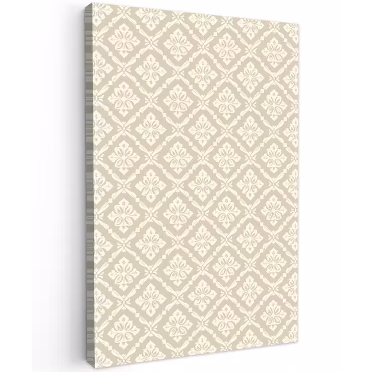 Floraal - Ornament - Beige Tuinposter op houten frame 2 cm dik klein 841 -3d