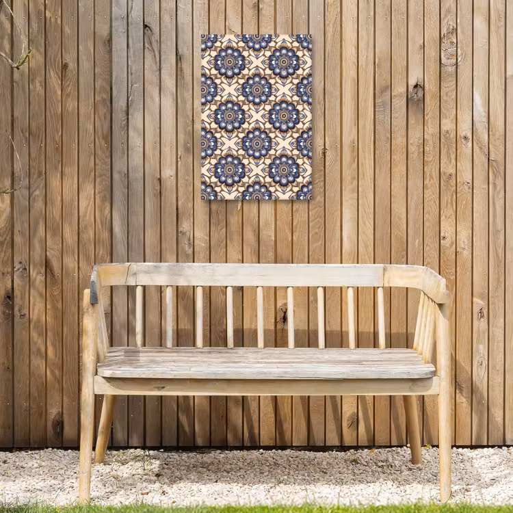 Floraal - Ornament - Blauw Tuinposter op houten frame 2 cm dik klein 841 -sfeer4