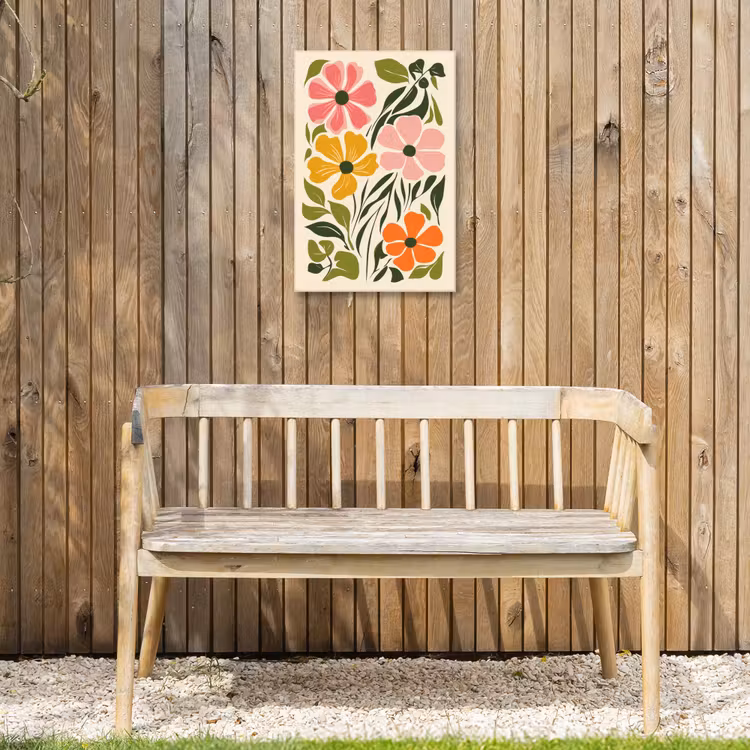 Bloemen - Speels - Kleurrijk Tuinposter op houten frame 2 cm dik klein -sfeer4