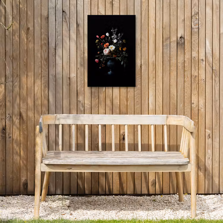 Bloemstuk - Vaas - Zwart Tuinposter op houten frame 2 cm dik klein -sfeer4