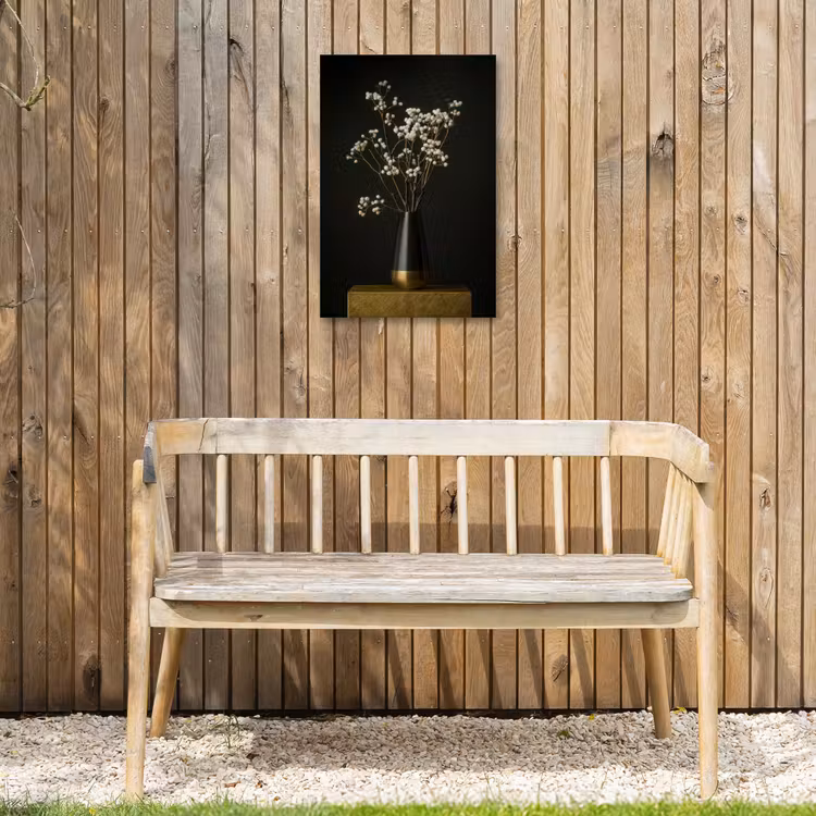 Bloembollen - Wit - Vaas - Minimalistisch Tuinposter op houten frame 2 cm dik klein -sfeer4