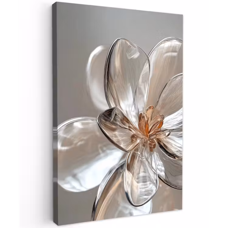 Bloem - Glazen - Doorzichtig Tuinposter op houten frame 2 cm dik klein -3d