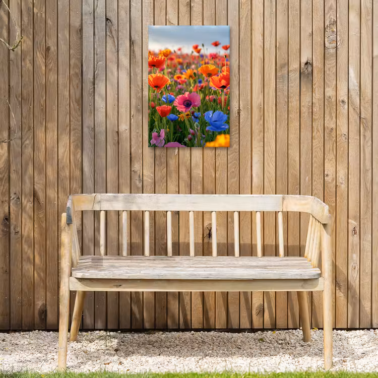 Bloemenweide in volle bloei Tuinposter op houten frame 2 cm dik klein -sfeer4