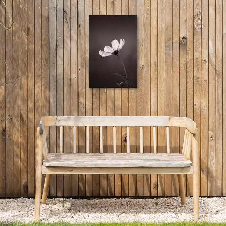 Bloem - Minimalistisch - Zwart - Wit Tuinposter op houten frame 2 cm dik klein -sfeer4